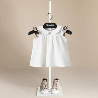 Baby Girl Dresses Summer Flying Sleeve Striped Cotton Thin Toddler Kids Costume  Infant Children Clothes Back Button Design