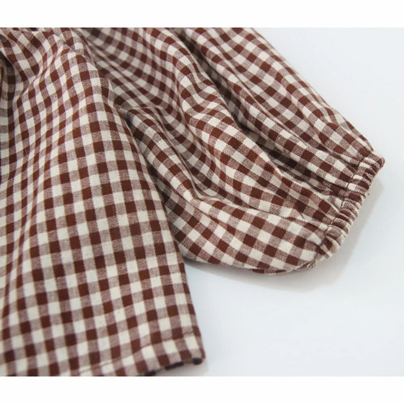 Infant Baby Boys Girls Clothes Set Spring Autumn Kids Baby Boys Girls Long Sleeve Grid T-shirt + Shorts 2pcs Toddler Clothes