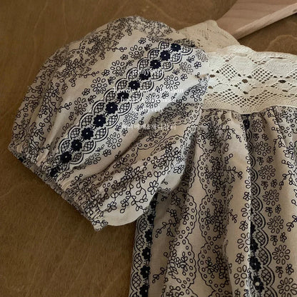 Kids Clothes Toddler Girl Dress Floral Vintage Lace Dress Princess Vestido Short Sleeve Summer Casual Costumes Children Clothing