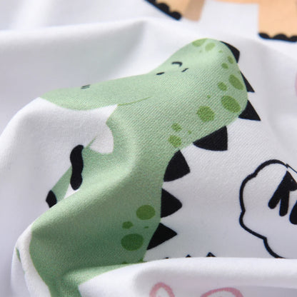 2PCS Toddler Baby Boy Cute Clothes Set New Summer Solid Tee Top and Dinosaur Printed Strap Pants Outfit for Boys 0 to 2Years