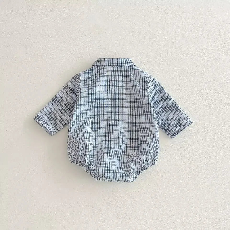 Baby Boys Clothes Girls Plaid Romper Long Sleeve Infant Bodysuit Custumes for Babies Romper Newborn Baby Clothes with Pockets