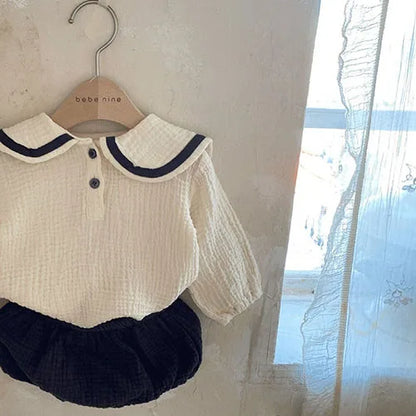 Newborn Baby Girls Clothing Set Ruffle Collar Lapel Top+Bread Pants  Casual Suit Autumn Spring Toddler Baby Girl Clothes Suit