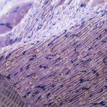 Kids Casual Dress for Girls Clothes 2024 New Summer Children Fashion White Floral Print Puff Sleeve Princess Dress 2-6 Years