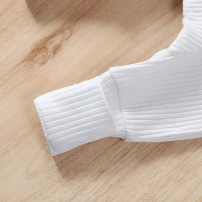 Baby Boy 2 Pieces Outfits Solid Color Ribbed Long Sleeve Romper Jumpsuit with Hat for Infant Toddler Fall Clothes