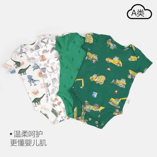 Children's Clothing Four Seasons New Baby Short-sleeved Triangle Pajamas Crawling Clothes Baby Onesie