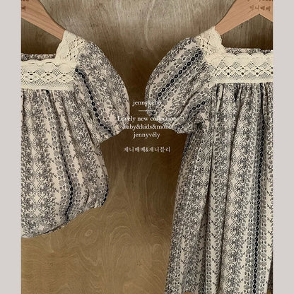 Kids Clothes Toddler Girl Dress Floral Vintage Lace Dress Princess Vestido Short Sleeve Summer Casual Costumes Children Clothing