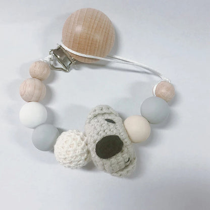 Baby Pacifier Clip Chain Animal Felt Balls Beech Wood Nipple Clip For Baby Nursing Chew Toy Teether Dummy Holder Chain Gifts