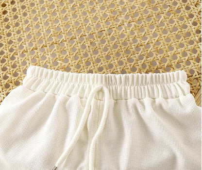 Kids Clothes Girls Outfit Summer Baby Boys Waffles Clothes Sets  Color Short Sleeve Tops Shorts 2PCS SuitComfortable Breathable