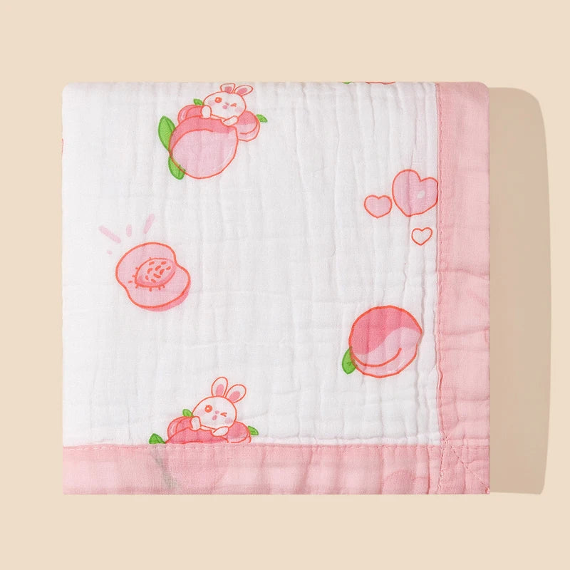 Baby blanket cotton 6 layers newborn swaddle blanket cartoon high-density breathable children's blanket