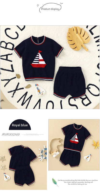 Baby Clothes Sets 0-18m Newborn Infant Boys Cotton Short Sleeve Pullovers Tops+Shorts Suits Casual Toddler Outwear Outfit Summer