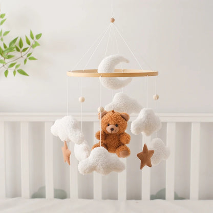 Baby Crib Mobile Rattle Toy 0-12Months Infant Soft Felt Teddy Velvet Pink Bear Bed Bell Hanging Toy Holder Bracket Crib Girl Toy