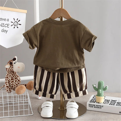 Summer Toddler Newborn Baby Boy Clothes Sets Casual T-shirt+Pants 2Pcs Kids Suits Infant 1st Birthday Sets Children Clothing