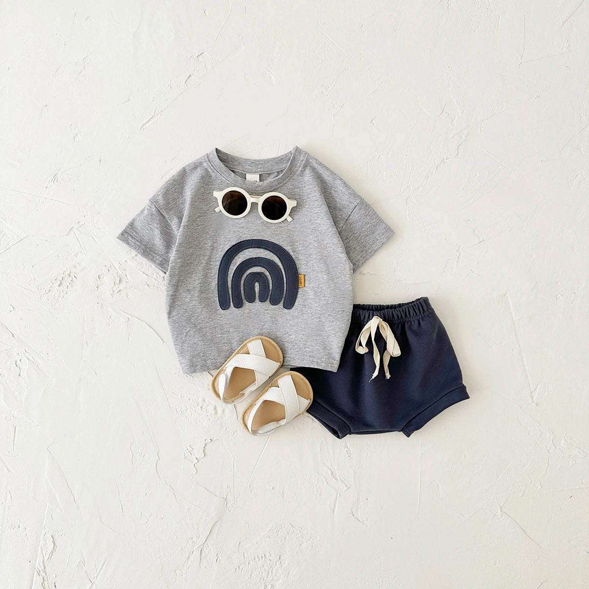 2024 Infant Toddler Outfit 2Pcs Summer Newborn Baby Clothes Sets Rainbow Pattern T-shirt+Triangle Shorts Kids Boy Girl Tee Pant