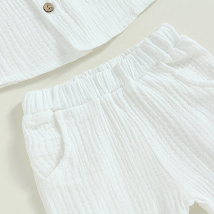 Toddler Boy Linen Outfit Baby Boy Fall Winter Clothes Set Button-Down Shirt Tops Cotton Linen Pants 2PCS