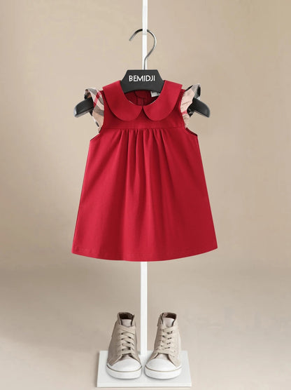 Baby Girl Dresses Summer Flying Sleeve Striped Cotton Thin Toddler Kids Costume  Infant Children Clothes Back Button Design