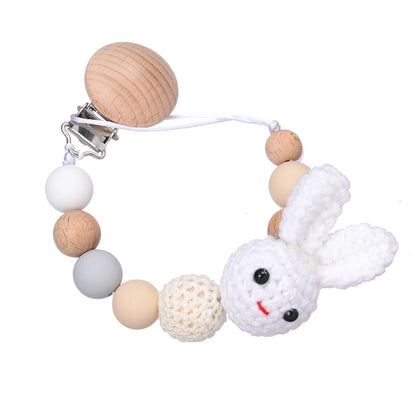 Baby Pacifier Clip Chain Animal Felt Balls Beech Wood Nipple Clip For Baby Nursing Chew Toy Teether Dummy Holder Chain Gifts