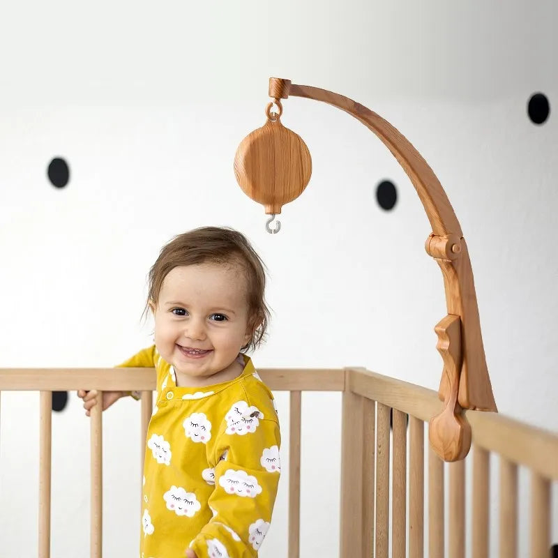 Crib Mobile Bed Bell Wooden Baby Rattles Soft Felt Cartoon Animal Bed Bell Newborn Music Box Hanging Toy Crib Bracket Baby Gifts