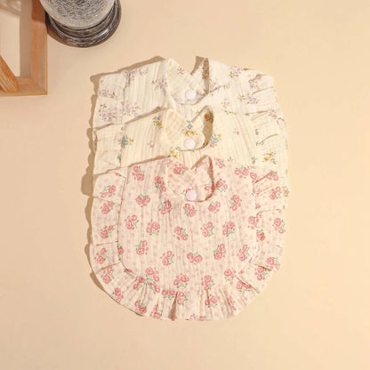 3pcs Baby Cute Ruffle Edge Saliva Towel Kids Feeding Anti Dirty Bibs Infant Burp Cloth Newborn Fashion Gift Set Accessories