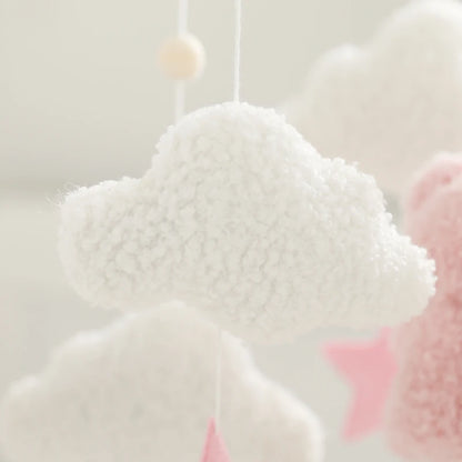 Baby Crib Mobile Rattle Toy 0-12Months Infant Soft Felt Teddy Velvet Pink Bear Bed Bell Hanging Toy Holder Bracket Crib Girl Toy