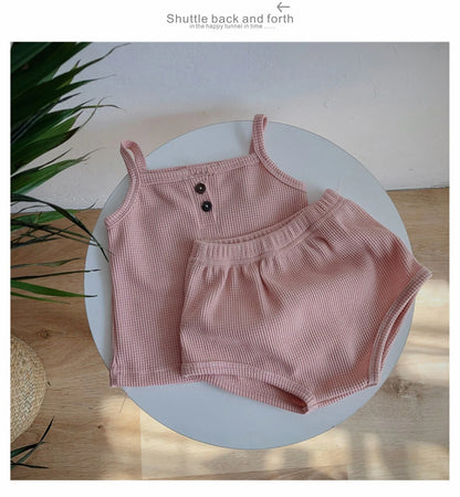 Baby Summer Clothing New Soft Homewear Newborn Baby Boys Girls Clothes Cool Camisole With Short Jumpsuit Outfits Kids Costume