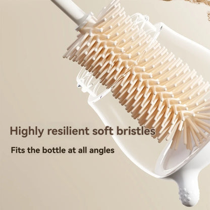Silicone Baby Bottle Brush, Portable Bottle Brush Set, Baby Bottle Cleaning Brush with Drying Rack