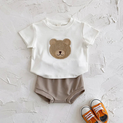 Baby Clothes Cute Children Tracksuit Summer Clothing Cartoon Bear Fashion Baby  T-shirt + Shorts Suit 2Pcs/Set  ﻿