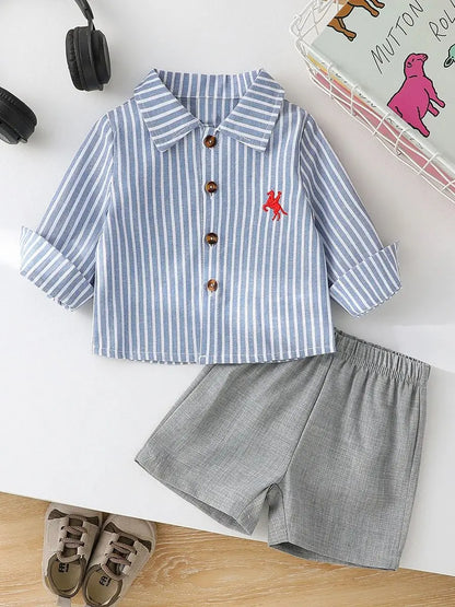 Baby Boy Clothes Set Toddler Boys Striped Tops Summer 2-Piece Outfit with Shorts Casual Infant Children's Sets Clothing For 1-3Y