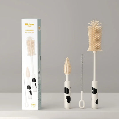 Silicone Baby Bottle Brush, Portable Bottle Brush Set, Baby Bottle Cleaning Brush with Drying Rack