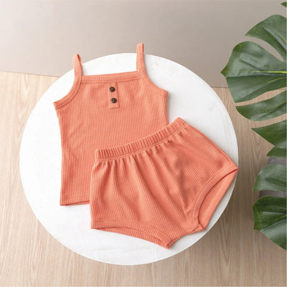 Baby Summer Clothing New Soft Homewear Newborn Baby Boys Girls Clothes Cool Camisole With Short Jumpsuit Outfits Kids Costume