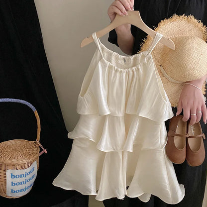 Korean children's clothes 2025 summer new girls' sweet temperament dress  cake Slip dress kids clothes