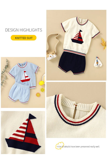 Baby Clothes Sets 0-18m Newborn Infant Boys Cotton Short Sleeve Pullovers Tops+Shorts Suits Casual Toddler Outwear Outfit Summer