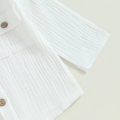 Toddler Boy Linen Outfit Baby Boy Fall Winter Clothes Set Button-Down Shirt Tops Cotton Linen Pants 2PCS