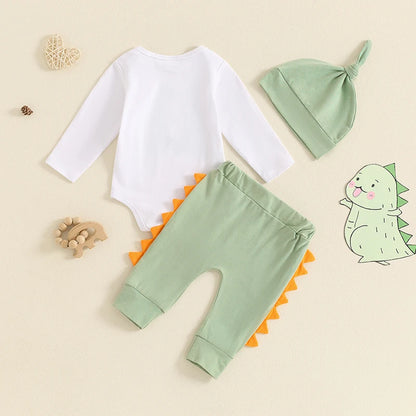Baby Boy Dinosaur Clothes Hi Im New Here Newborn Outfit Long Sleeve Romper Top Pants Set 3Piece Outfits