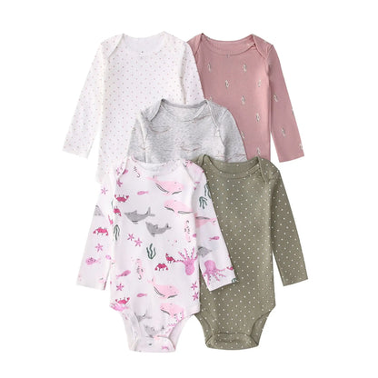 Baby Boy Bodysuits 5Pieces Newborn Clothes Set Toddler Baby Girl Clothing Cotton Soft Infant Cartoon Bebe Jumpsuits