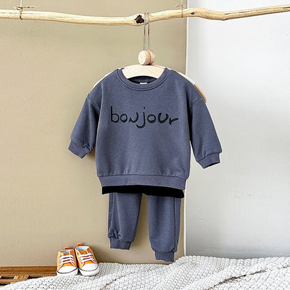Toddler Boy Clothes Newborn Sets Letter Long Sleeve Top Hoodie Pants Infant Outfits Suit Baby Sweatshirt Kids Children Clothing