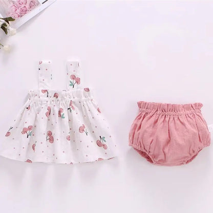 Baby Outfit Set Summer Newborn Baby Girl Clothing Casual Thin Print T-shirt PP Shorts 2Pcs Suit Infant Baby Clothing Outfit