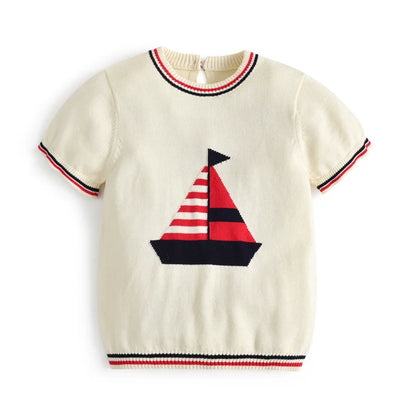 Baby Clothes Infant Boy Knitted Clothing Sets Kids Spanish Boutique Costume Set Summer Toddler Shirt Shorts 2PCS Suit Boys Party