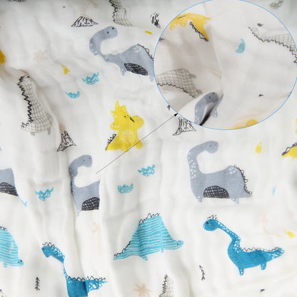 Baby blanket cotton 6 layers newborn swaddle blanket cartoon high-density breathable children's blanket