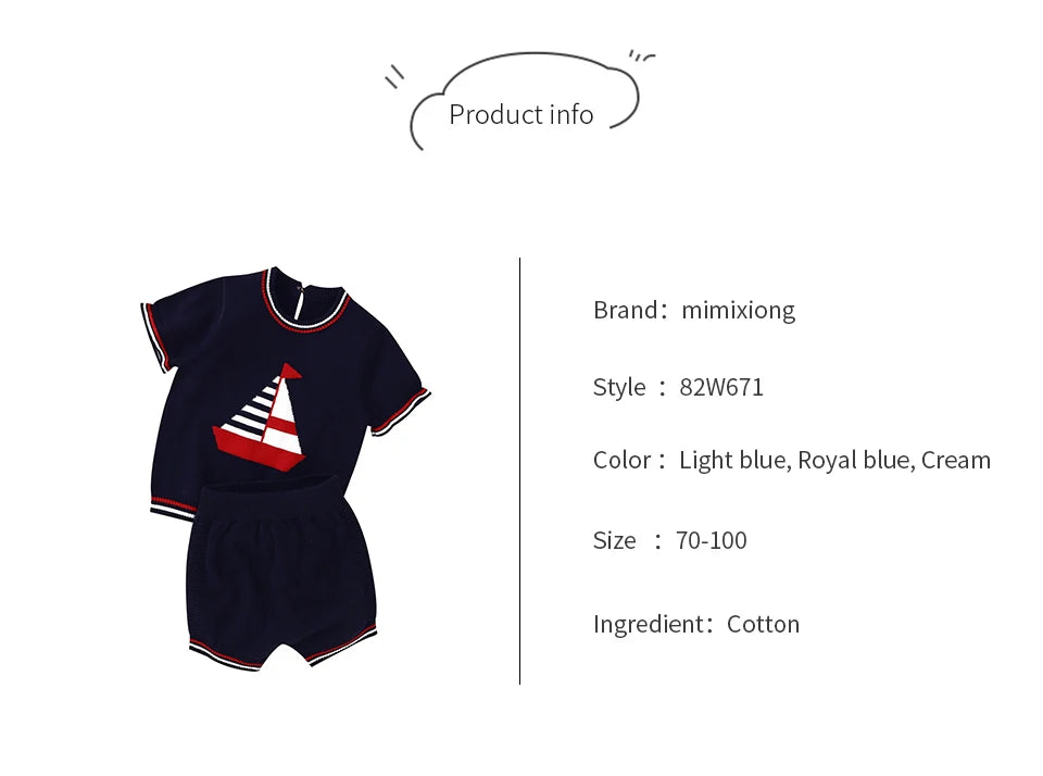 Baby Clothes Sets 0-18m Newborn Infant Boys Cotton Short Sleeve Pullovers Tops+Shorts Suits Casual Toddler Outwear Outfit Summer