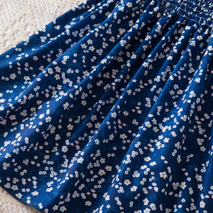 Kids Casual Dress for Girls Clothes 2024 New Summer Children Fashion White Floral Print Puff Sleeve Princess Dress 2-6 Years