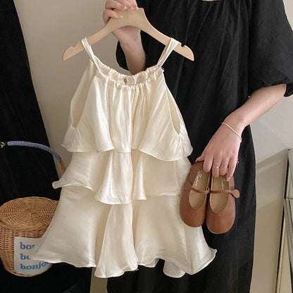 Korean children's clothes 2025 summer new girls' sweet temperament dress  cake Slip dress kids clothes