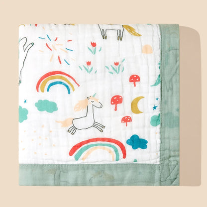 Baby blanket cotton 6 layers newborn swaddle blanket cartoon high-density breathable children's blanket