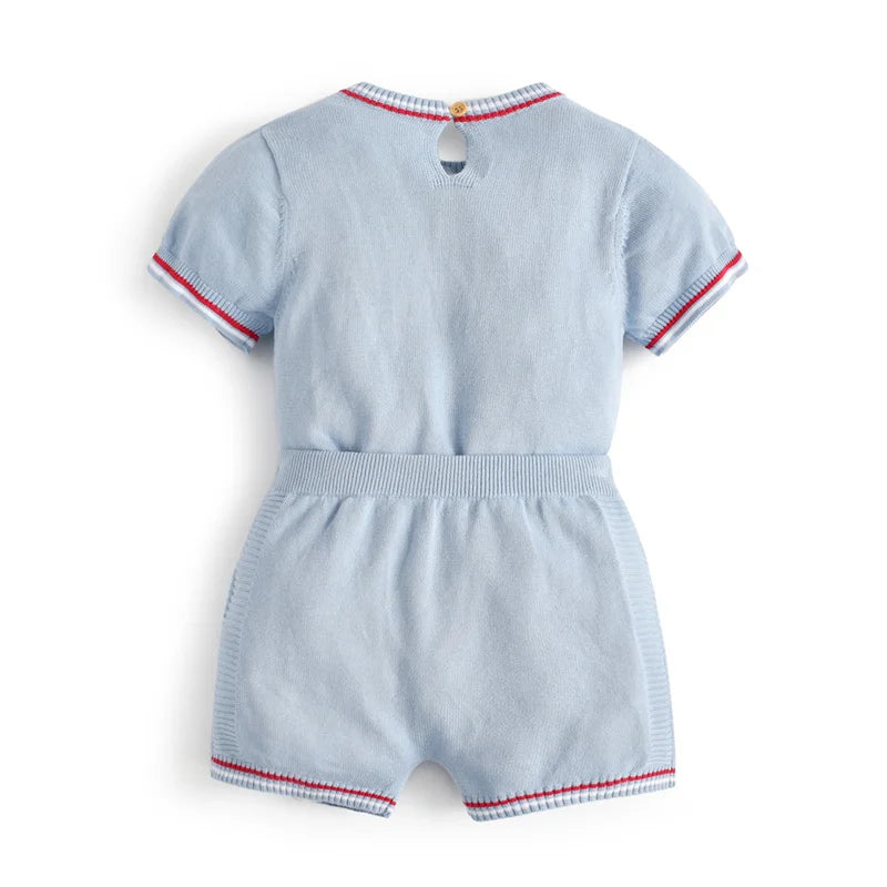 Baby Clothes Infant Boy Knitted Clothing Sets Kids Spanish Boutique Costume Set Summer Toddler Shirt Shorts 2PCS Suit Boys Party