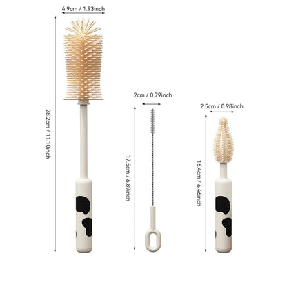 Silicone Baby Bottle Brush, Portable Bottle Brush Set, Baby Bottle Cleaning Brush with Drying Rack