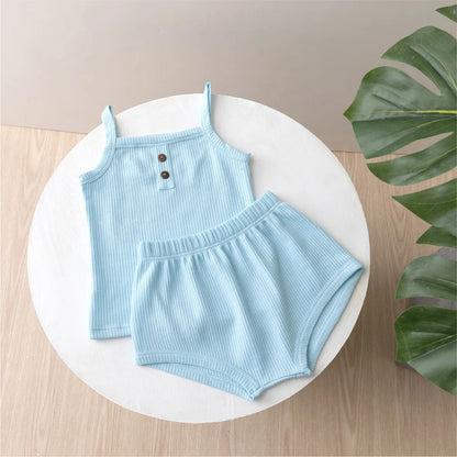 Baby Summer Clothing New Soft Homewear Newborn Baby Boys Girls Clothes Cool Camisole With Short Jumpsuit Outfits Kids Costume