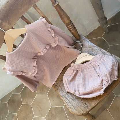 Newborn Baby Girls Clothing Set Ruffle Collar Lapel Top+Bread Pants  Casual Suit Autumn Spring Toddler Baby Girl Clothes Suit