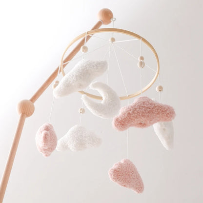 Baby Crib Mobile Rattle Toy 0-12Months Infant Soft Felt Teddy Velvet Pink Bear Bed Bell Hanging Toy Holder Bracket Crib Girl Toy