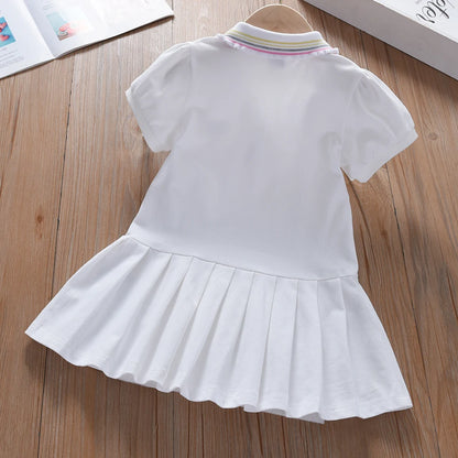 Toddler Girls' Dress Ages 2-6 Yellow Collared Summer Cotton Clothes for Children Cute Casual Outfit