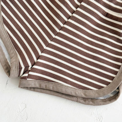 Toddler Baby Summer Casual Clothes Sets Solid Color With Pocket T-shirt Tops+Striped Triangle Shorts Boys Girls Clothes 2Pcs/Set