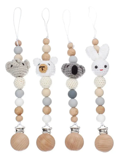 Baby Pacifier Clip Chain Animal Felt Balls Beech Wood Nipple Clip For Baby Nursing Chew Toy Teether Dummy Holder Chain Gifts
